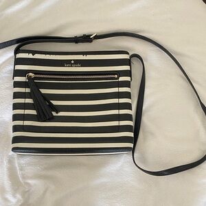 Kate Spade Striped Black and Cream Crossbody Bag
